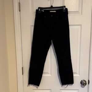 Levi's 724 Black Stretch Jeans - High Rise Straight Crop, size 28